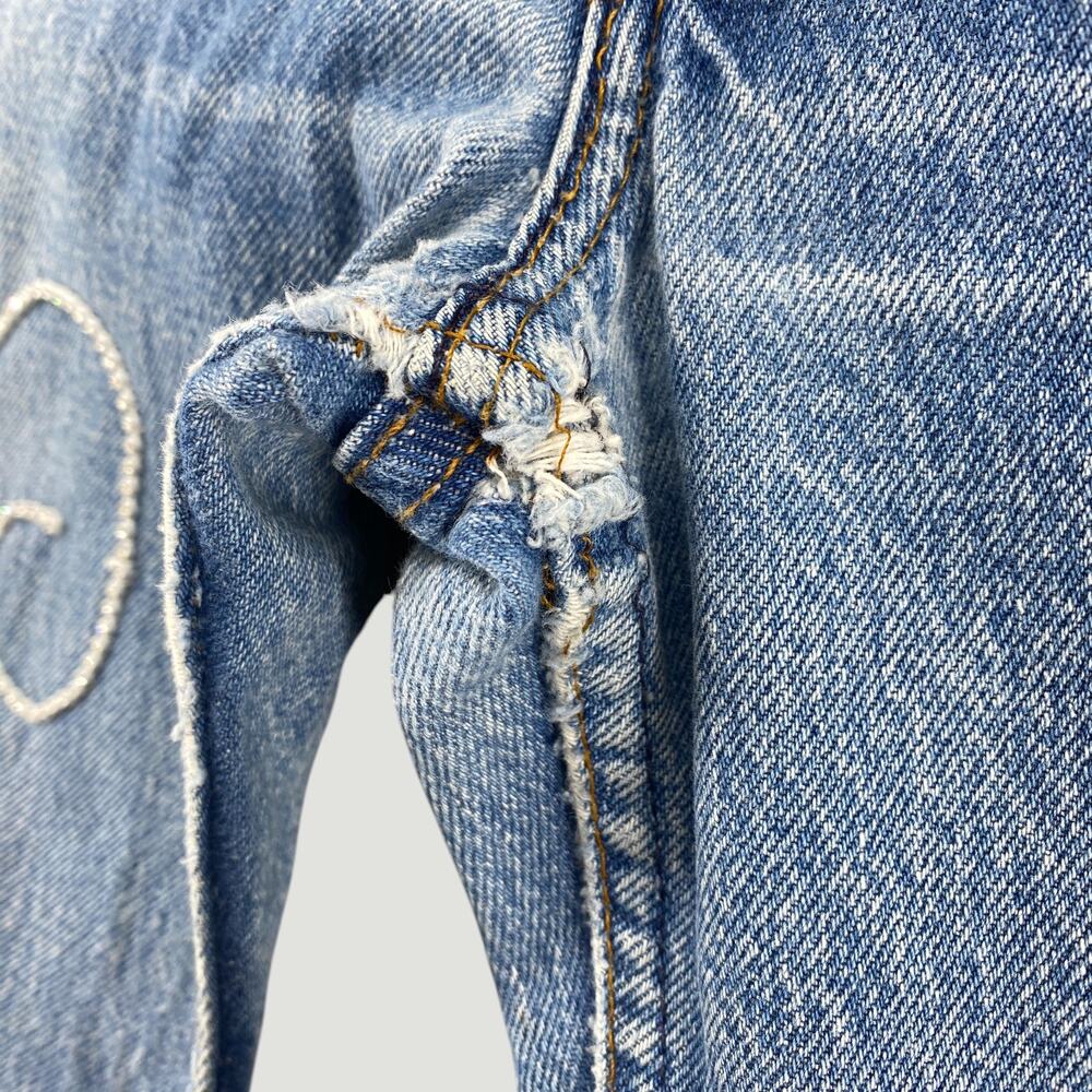 Vintage Levi’s USA Beaded Jeans Women’s 2 Button Fly Custom Embellished Denim - Picture 8 of 14
